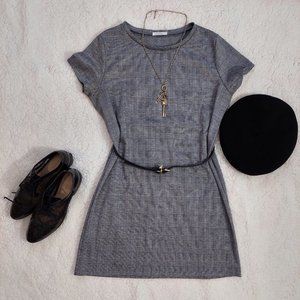 Grey plaid short sleeved shirt dress, women's size L